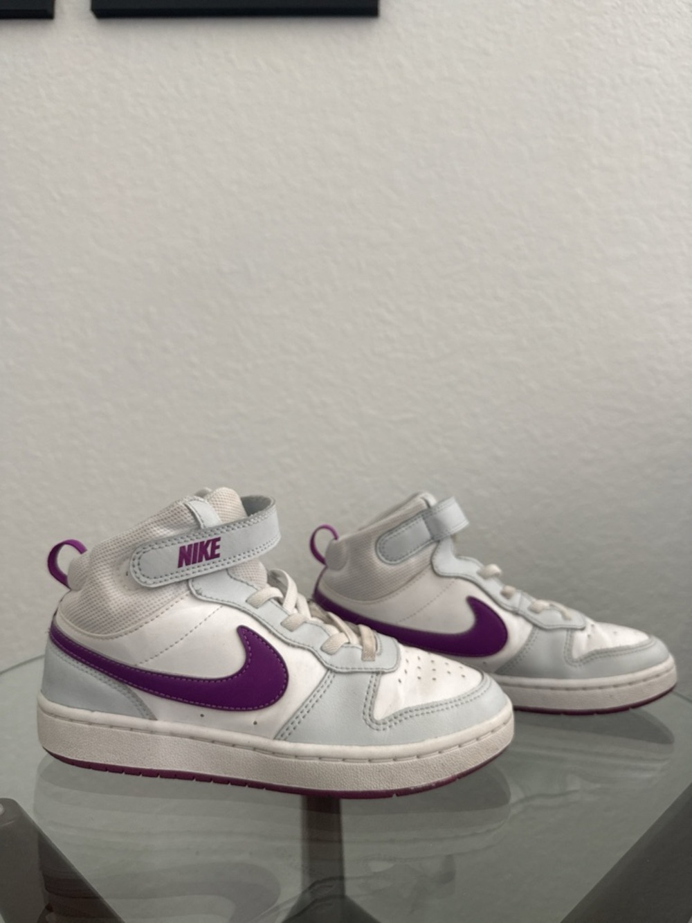 Nike White & Purple Mid-Top Sneakers